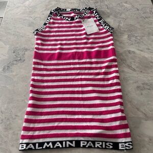 NWT Balmain pink and White Striped Knit